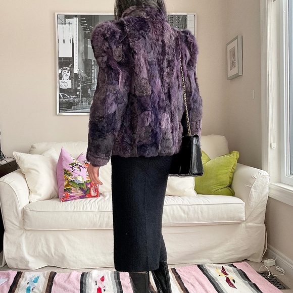Purple rabbit fur short coat - Picture 7 of 16